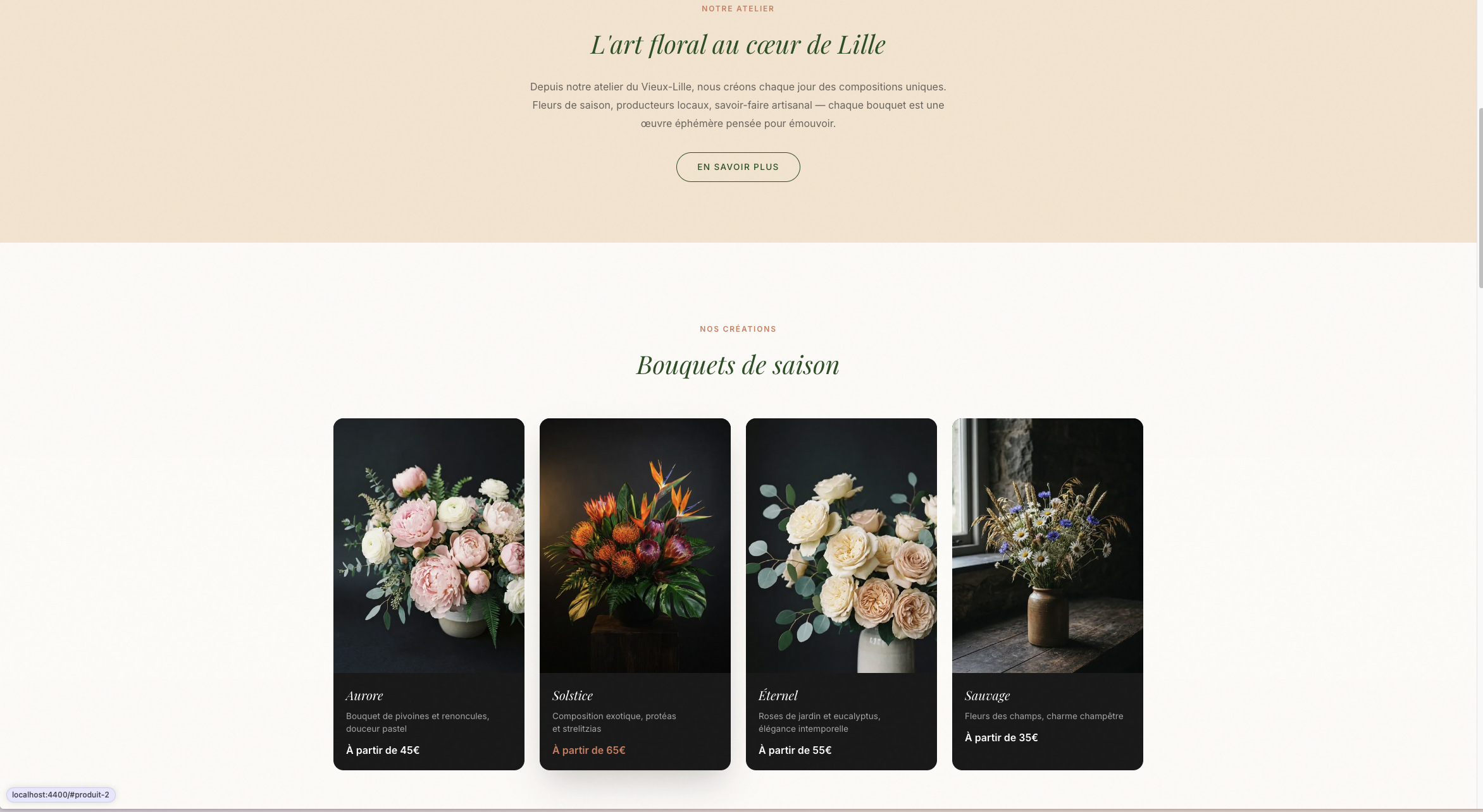 Aperçu du site Fleur & Sens — page intérieure